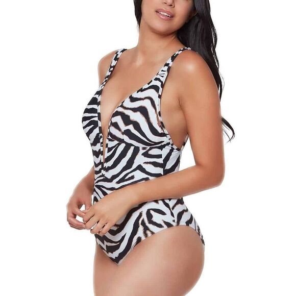 Bar III Women’s Wild Child Animal Printed V-Neck One-Piece Swimsuit NEW - Picture 3 of 8